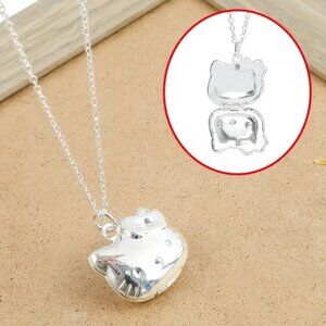 HELLO KITTY sanrio LOCKET NECKLACE silver BOXED gift